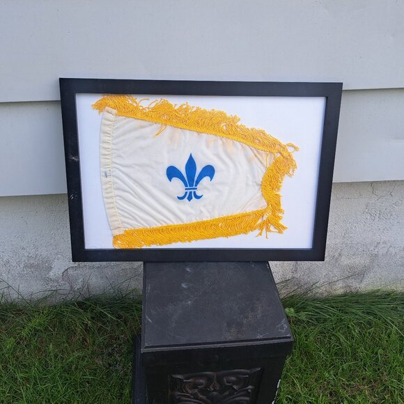 Vintage Framed Catholic Pennant Flag Papal Visit 1984 - Picture 2 of 9